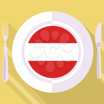 plate in flat style with flag of Austria