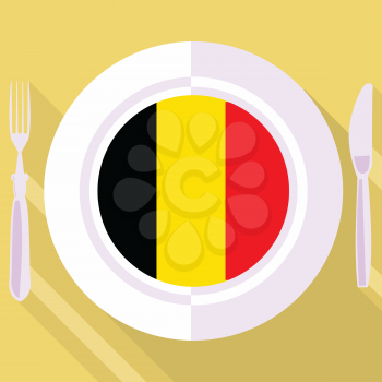 plate in flat style with flag of Belgium