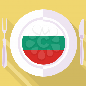 plate in flat style with flag of Bulgaria