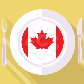 plate in flat style with flag of Canada