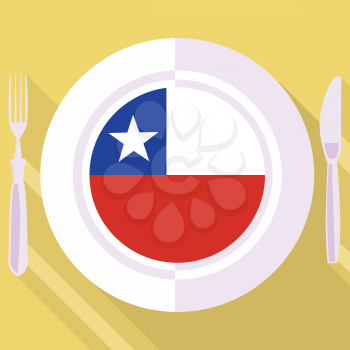 plate in flat style with flag of Chile