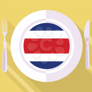 plate in flat style with flag of Costa Rica