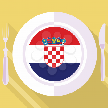 plate in flat style with flag of Croatia