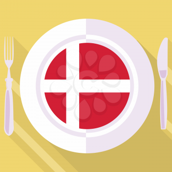 plate in flat style with flag of Denmark