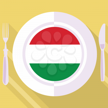 plate in flat style with flag of Hungary