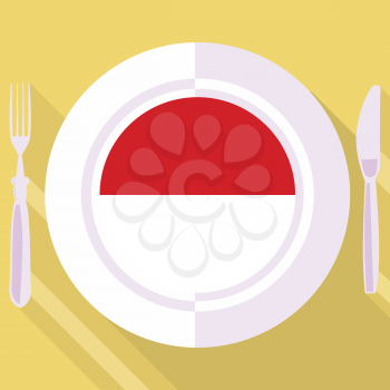 plate in flat style with flag of Indonesia