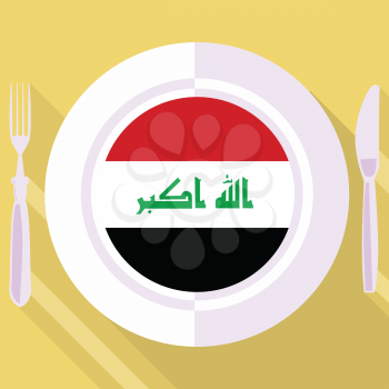 plate in flat style with flag of Iraq