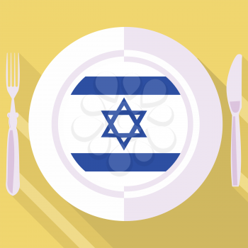 plate in flat style with flag of Israel