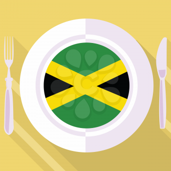 plate in flat style with flag of Jamaica