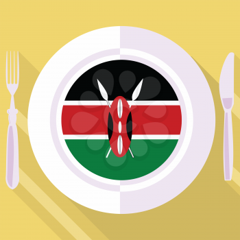 plate in flat style with flag of Kenya
