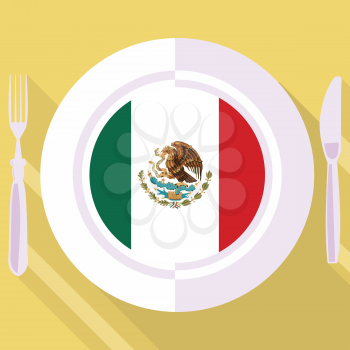 plate in flat style with flag of Mexico