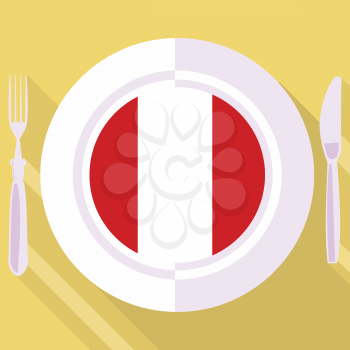 plate in flat style with flag of Peru