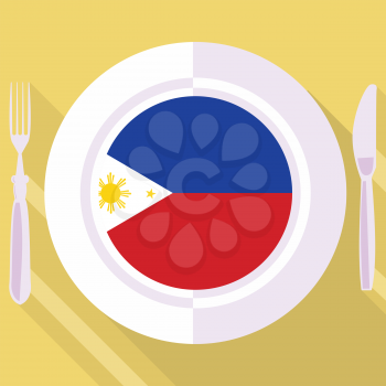 plate in flat style with flag of Philippines