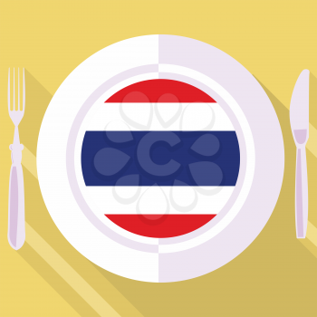 plate in flat style with flag of Thailand