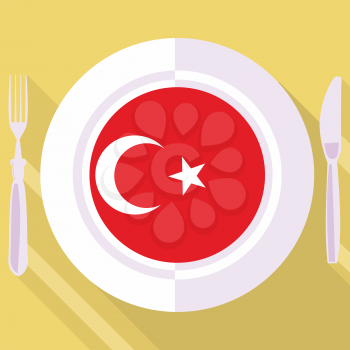 plate in flat style with flag of Turkey