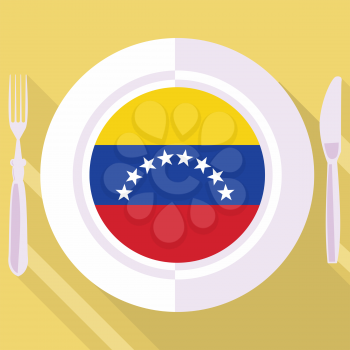 plate in flat style with flag of Venezuela