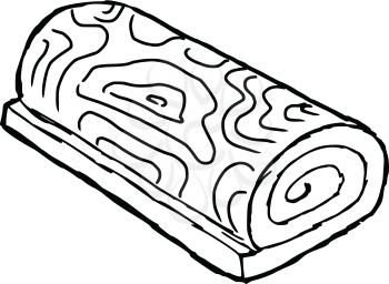 hand drawn, sketch illustration of swiss roll