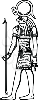 sketch, cartoon illustration of god of ancient Egypt