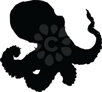 black silhouette of octopus