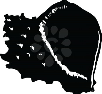 black silhouette of sea shell