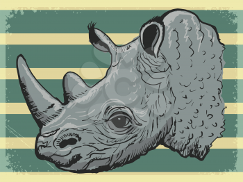 stylish, vintage, grunge background with rhino