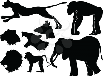 set of silhouettes of African animals