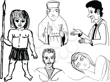 set of illustration of different human beings