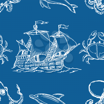 sample of seamless background with marine motive