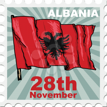 post stamp of national day of Albania