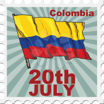 post stamp of national day of Colombia