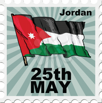 post stamp of national day of Jordan