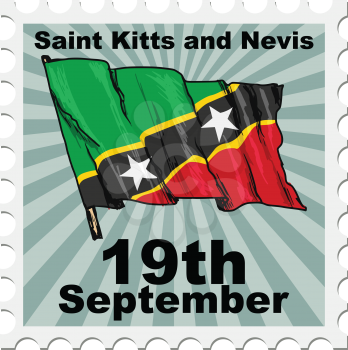 post stamp of national day of Saint Kitts and Nevis
