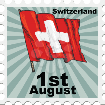post stamp of national day of Switzerland