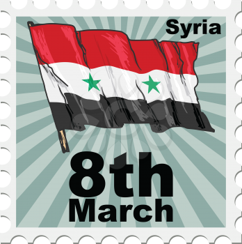 post stamp of national day of Syria
