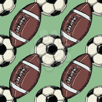 sample of seamless background with football balls