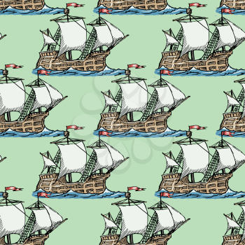 sample of seamless background with caravel