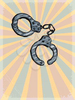 vintage, grunge background with handcuffs