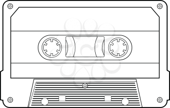 outline illustration of audio cassette, vintage object