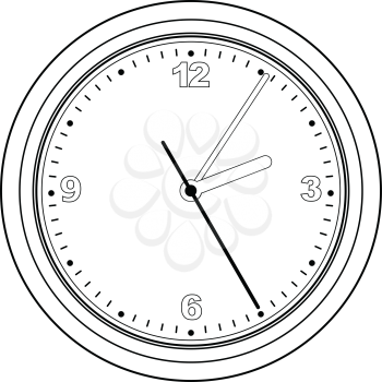 outline illustration of clock, office object