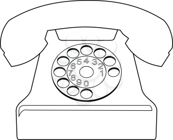 outline illustration of vintage phone