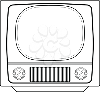 outline illustration of vintage tv set