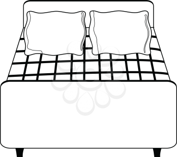 outline illustration of hotel bed