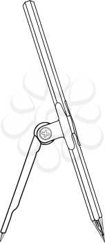 outline illustration of compasses, drawing tool