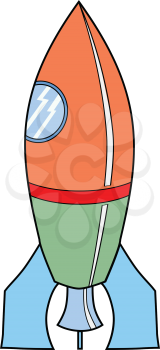 vector illustration of rocket, flying to space