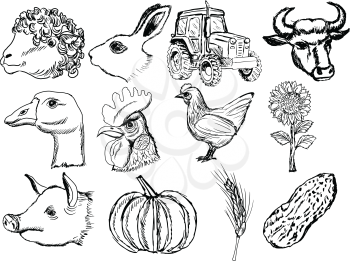 set of illustrations about agriculture