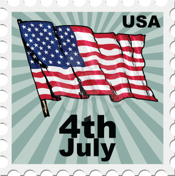 post stamp of national day of United States of America
