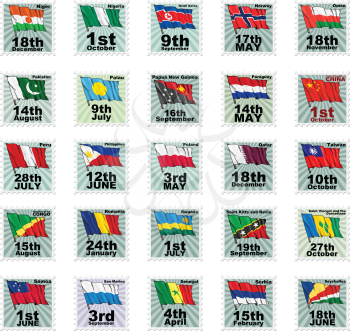 Set of vector stamps with national flags. Volume 5
