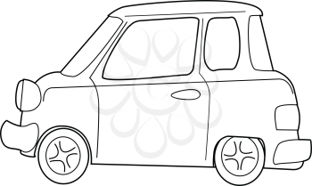 outline illustration of cartoon minicar