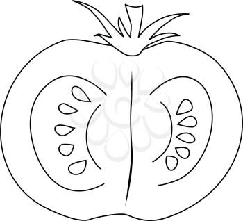 outline illustration of cutting tomato