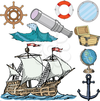set of nautical related objects